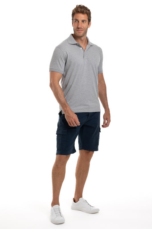 Bermuda De Sarja Cargo Com Elástico - Marinho