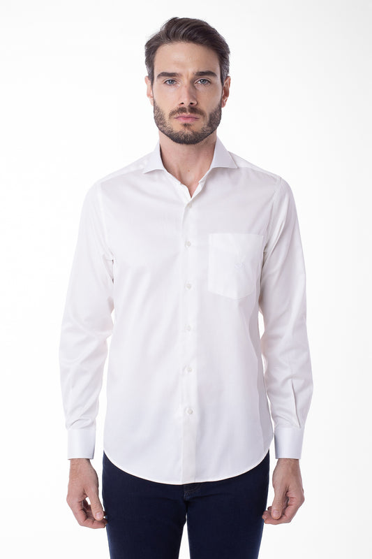 Camisa Manga Longa Cetim Lisa - Off White