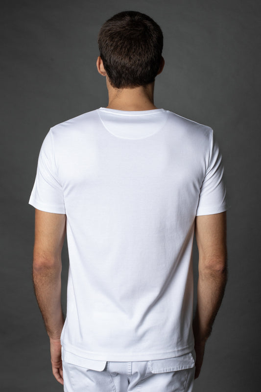 Camiseta Manga Curta Básica Slim Gola Redonda Pima - Branco