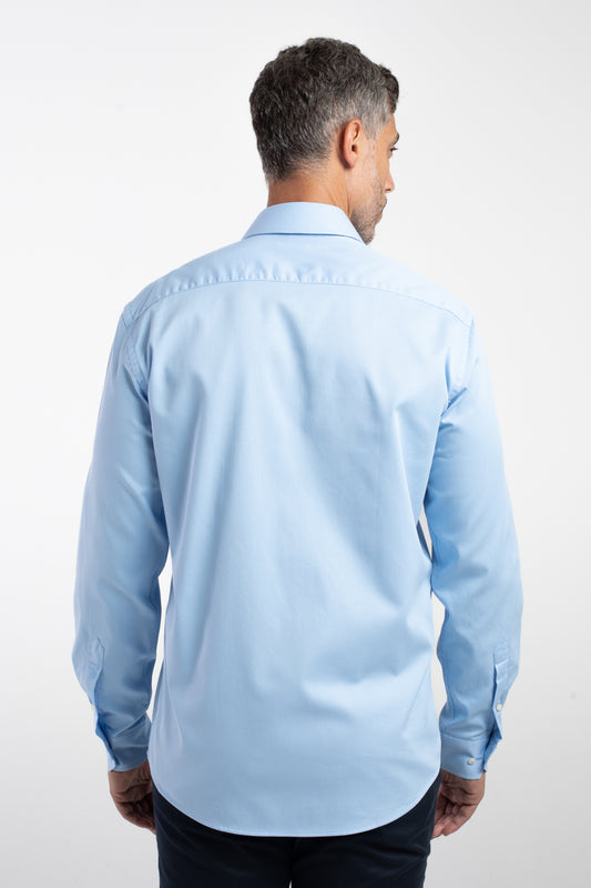 Camisa Manga Longa Social Maquinetada Slim - Azul