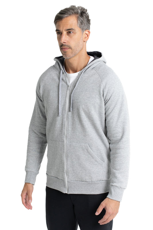 Blusão De Moletom 1/2 Ziper Bolso Canguru - Mescla Cinza