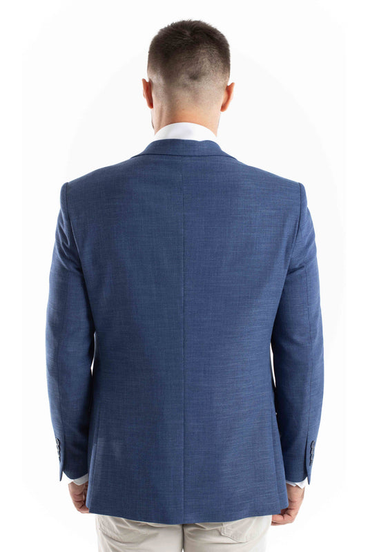 Paletó 2 Botões Rústico Com Abertura Costas - Azul.