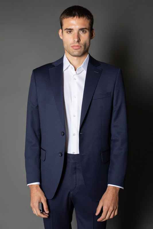 Paletó Slim de Malha Liso Sem Forro Bolso Embutido - Marinho Noite