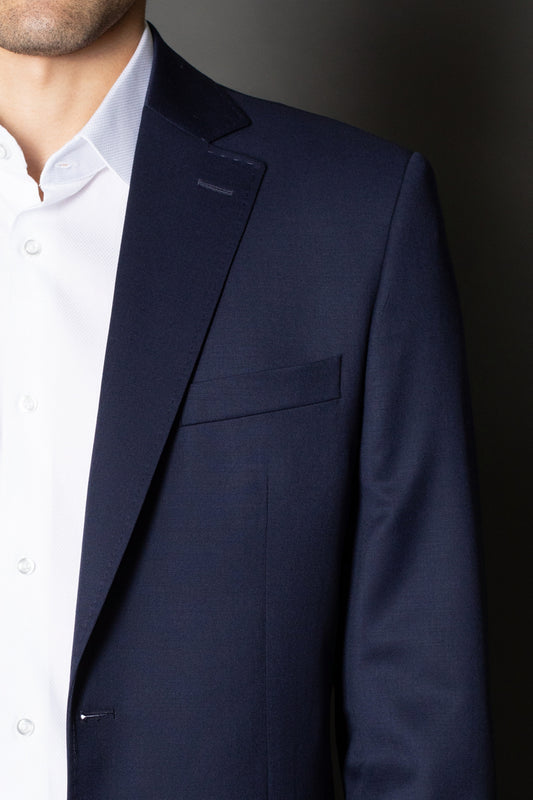 Paletó Slim de Malha Liso Sem Forro Bolso Embutido - Marinho Noite