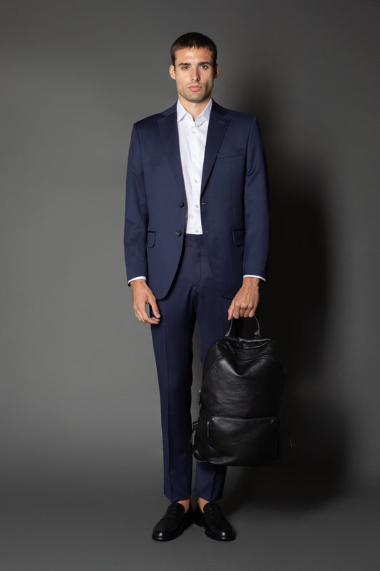 Paletó Slim de Malha Liso Sem Forro Bolso Embutido - Marinho Noite