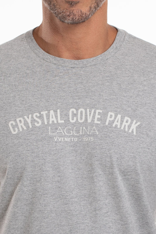 Camiseta Gola Careca Crystal Cove Park - Mescla Cinza