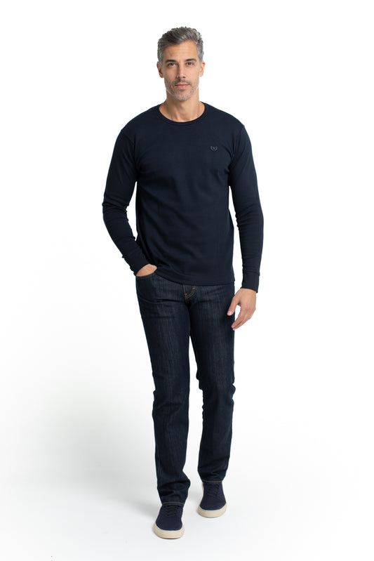 Camiseta Manga Longa Malha - Marinho