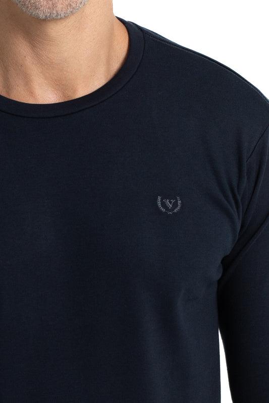 Camiseta Manga Longa Malha - Marinho