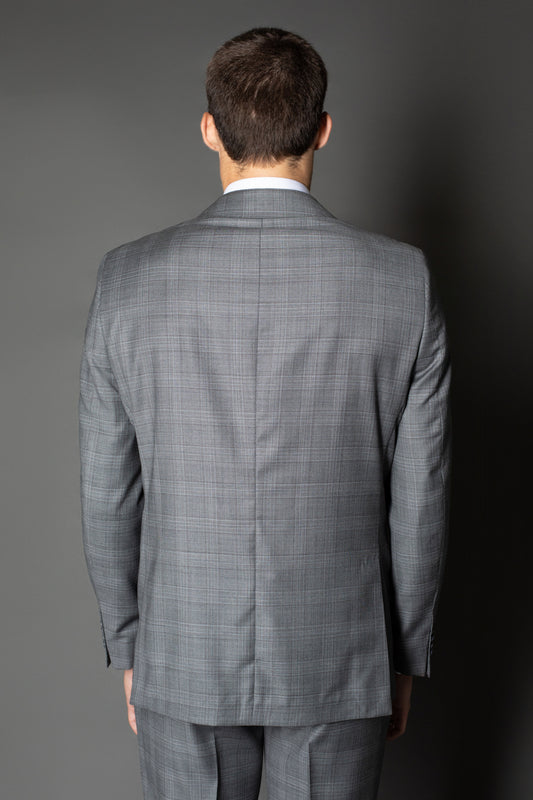 Terno Slim Meio Forro Xadrez Super 110 - Cinza Medio