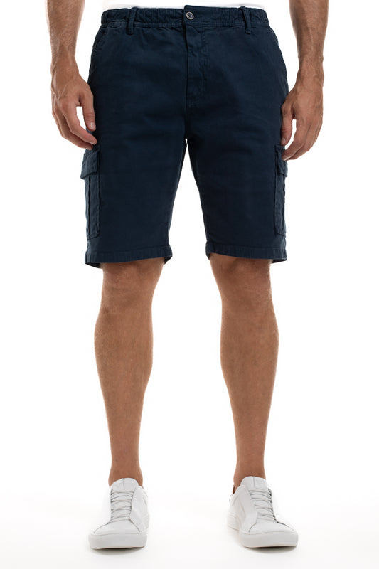 Bermuda De Sarja Cargo Com Elástico - Marinho