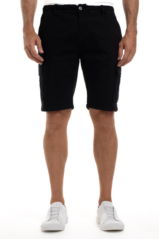 Bermuda De Sarja Cargo Com Elástico - Preto