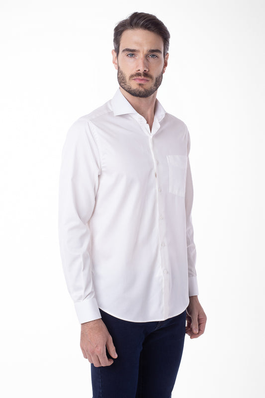 Camisa Manga Longa Cetim Lisa - Off White