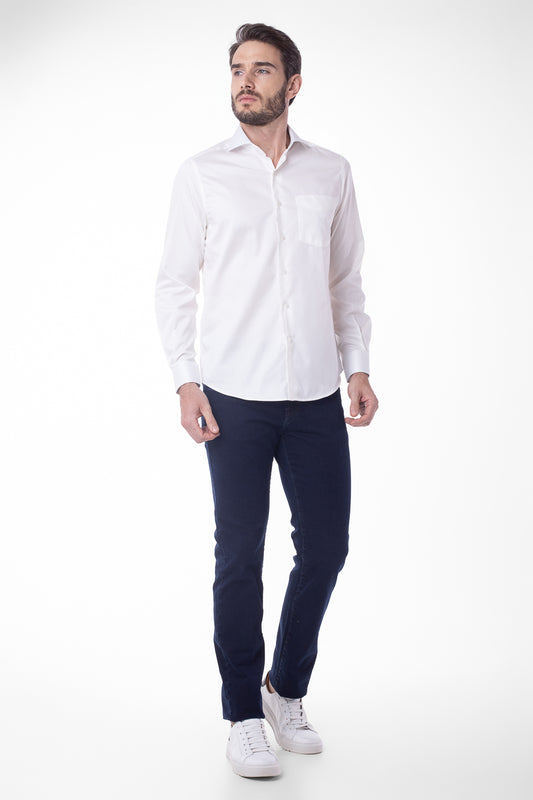 Camisa Manga Longa Cetim Lisa - Off White