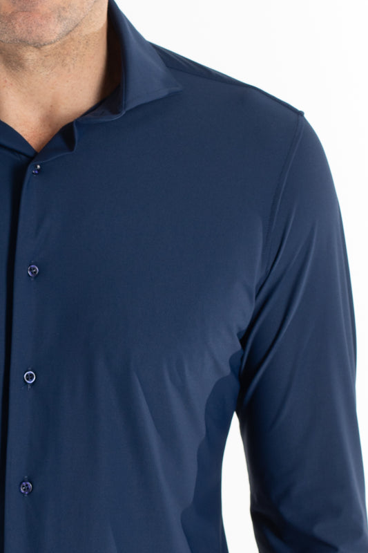 Camisa Manga Longa Slim Malha Poliamida - Indigo