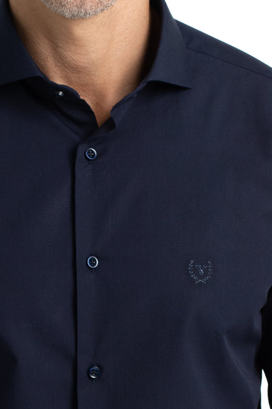 Camisa Social Colarinho Italiano Premium - Marinho Noite