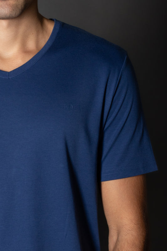 Camiseta Manga Curta Slim Pima Gola v Logo - Carbono