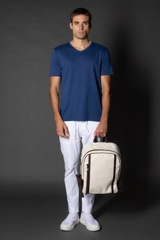 Camiseta Manga Curta Slim Pima Gola v Logo - Carbono