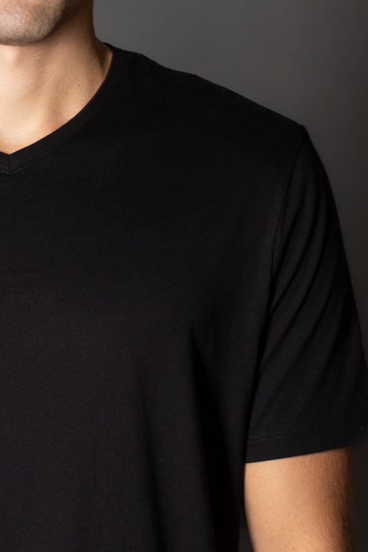 Camiseta Manga Curta Pima Gola v - Preto