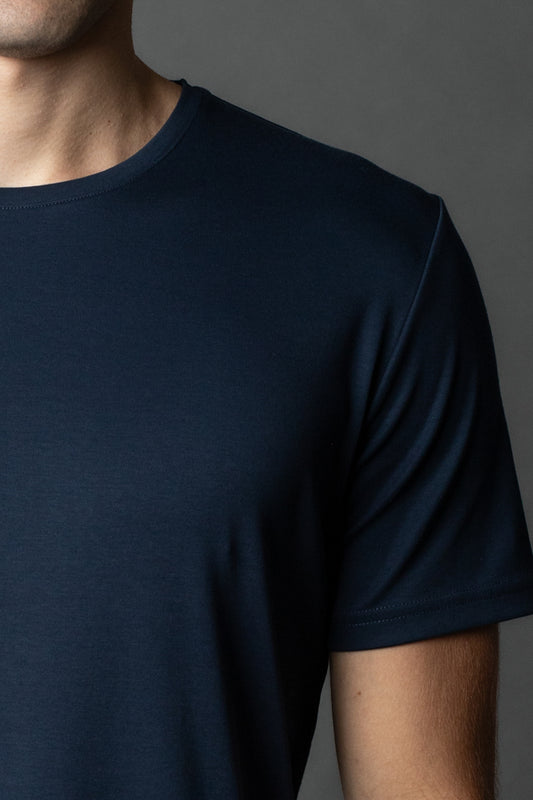 Camiseta Manga Curta Básica Slim Gola Redonda Pima - Marinho