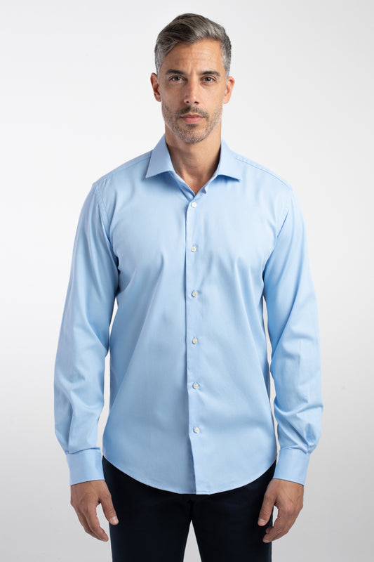 Camisa Manga Longa Social Maquinetada Slim - Azul