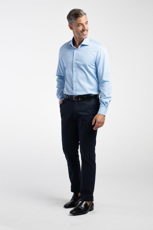 Camisa Manga Longa Social Maquinetada Slim - Azul