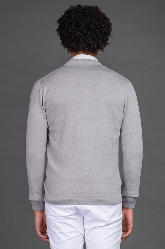 Malha Com Botão Gola Polo - Cinza
