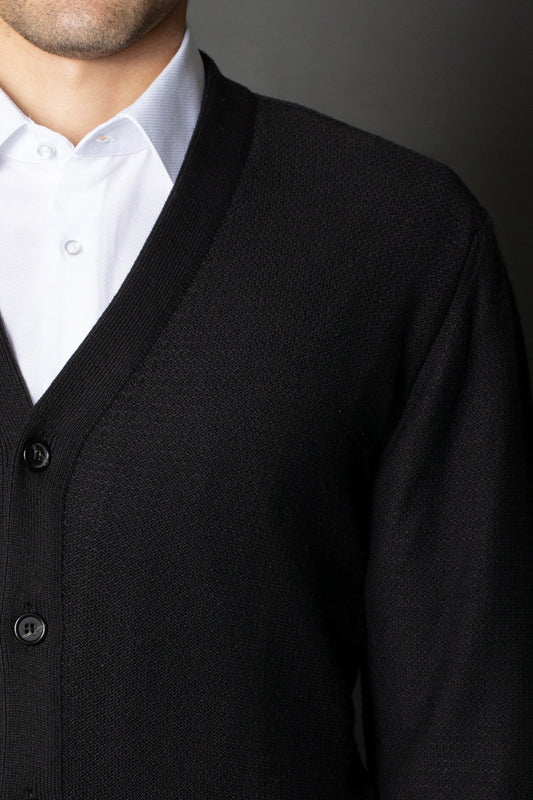 Malha Manga Longa Gola Aberta - Preto