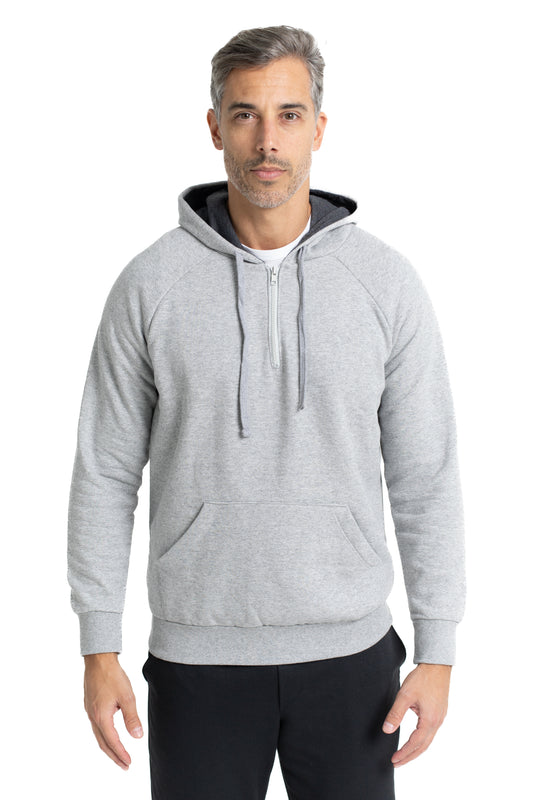 Blusão De Moletom 1/2 Ziper Bolso Canguru - Mescla Cinza