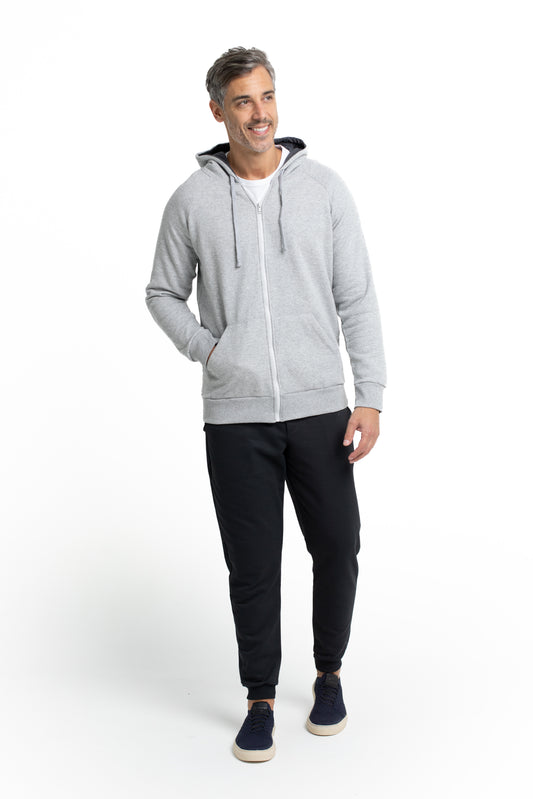 Blusão De Moletom 1/2 Ziper Bolso Canguru - Mescla Cinza