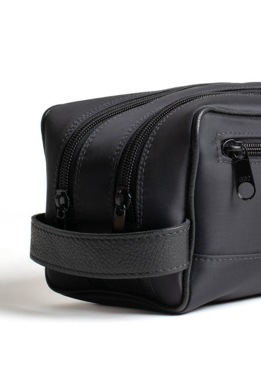 Necessaire Nylon Com 2 Zíperes - Preto