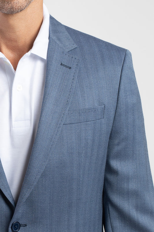 Paletó 2 Botões Maquinetado Lã Premium - Indigo