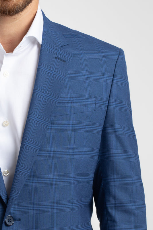 Paletó 2 Botões Slim Xadrez New Portland - Azul.