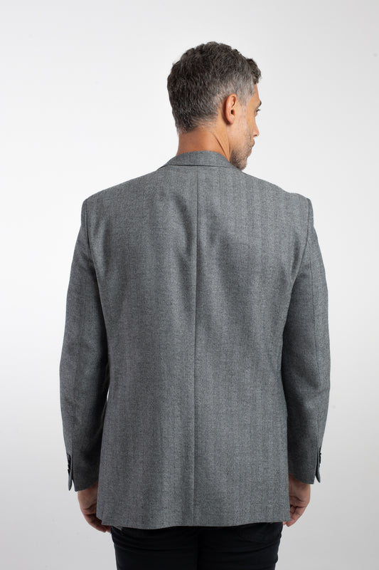 Paletó 2 Botões Maquinetado Lã Premium 1/2 Forro - Cinza Claro