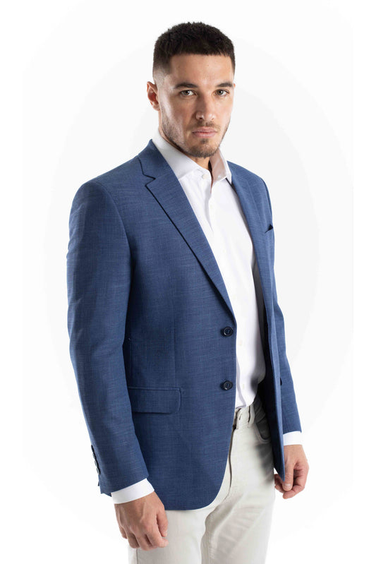 Paletó 2 Botões Rústico Com Abertura Costas - Azul.