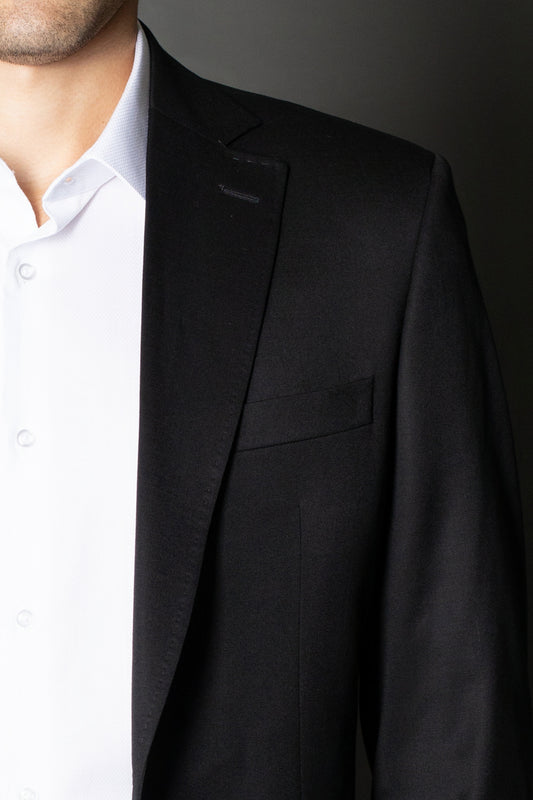 Paletó Com Forro Super 120 Liso Bolso Embutido - Preto