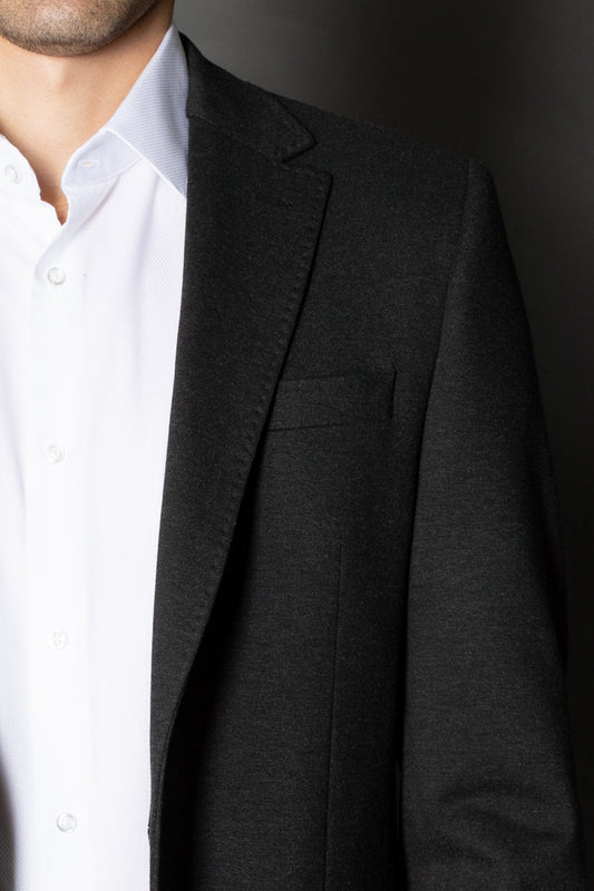 Paletó Slim de Malha Liso Sem Forro Bolso Embutido - Chumbo