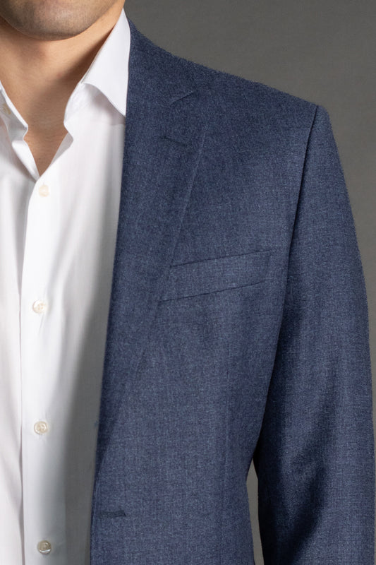 Paletó Linho Sem Forro Slim Bolso Embutido - Azul.