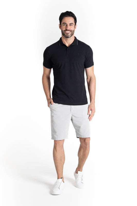Polo Piquet Com Detalhe Gola - Preto