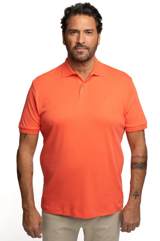 Polo Slim Pima Interlock - Coral
