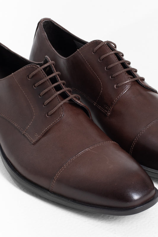 Sapato Social Amarrar Couro - Cafe