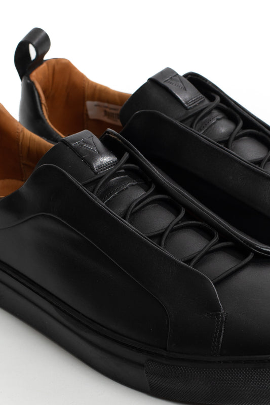 Tênis Couro Com Elástico - Preto