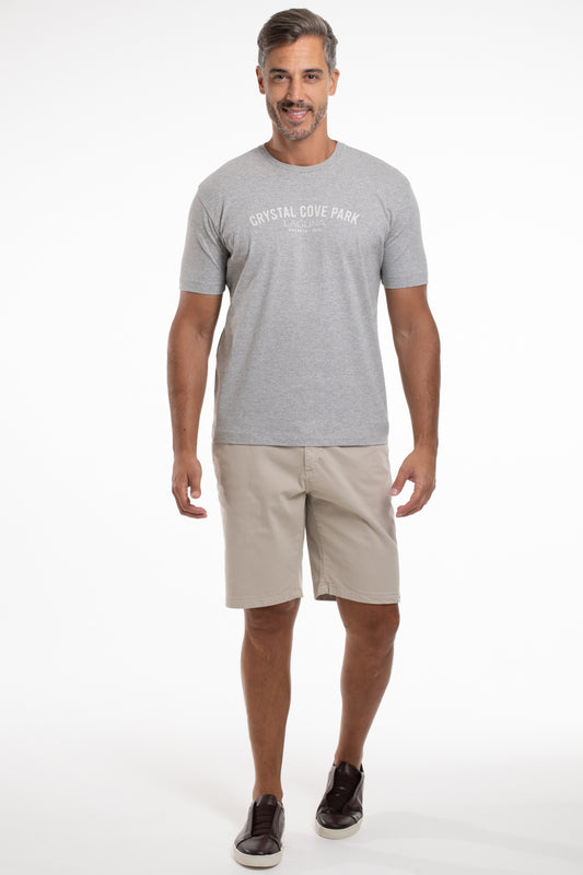 Camiseta Gola Careca Crystal Cove Park - Mescla Cinza
