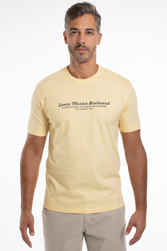 Camiseta Gola Careca Santa Monica Boulevard - Amarelo