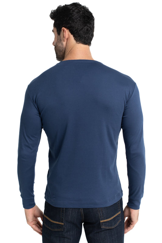 Camiseta Manga Longa Malha Algodão - Marinho