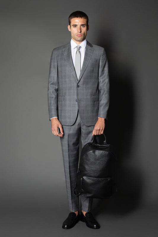 Terno Slim Meio Forro Xadrez Super 110 - Cinza Medio